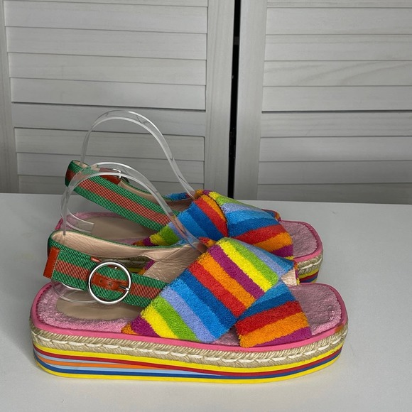 Gucci Huma Rainbow Platform Terry Sandals Size 39.5 - Picture 2 of 9